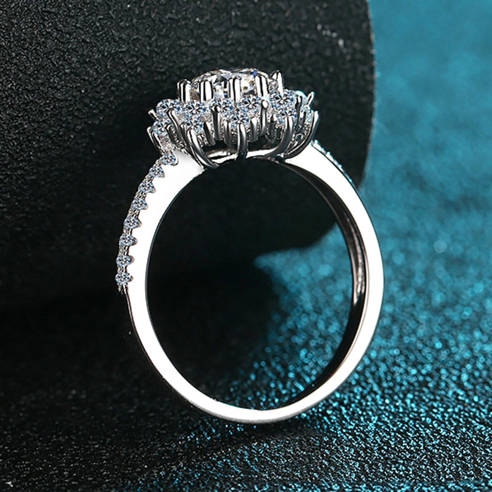 Anillo de compromiso para mujer, oro blanco de 14/18 quilates, 1 quilate, con diamantes cultivados en laboratorio