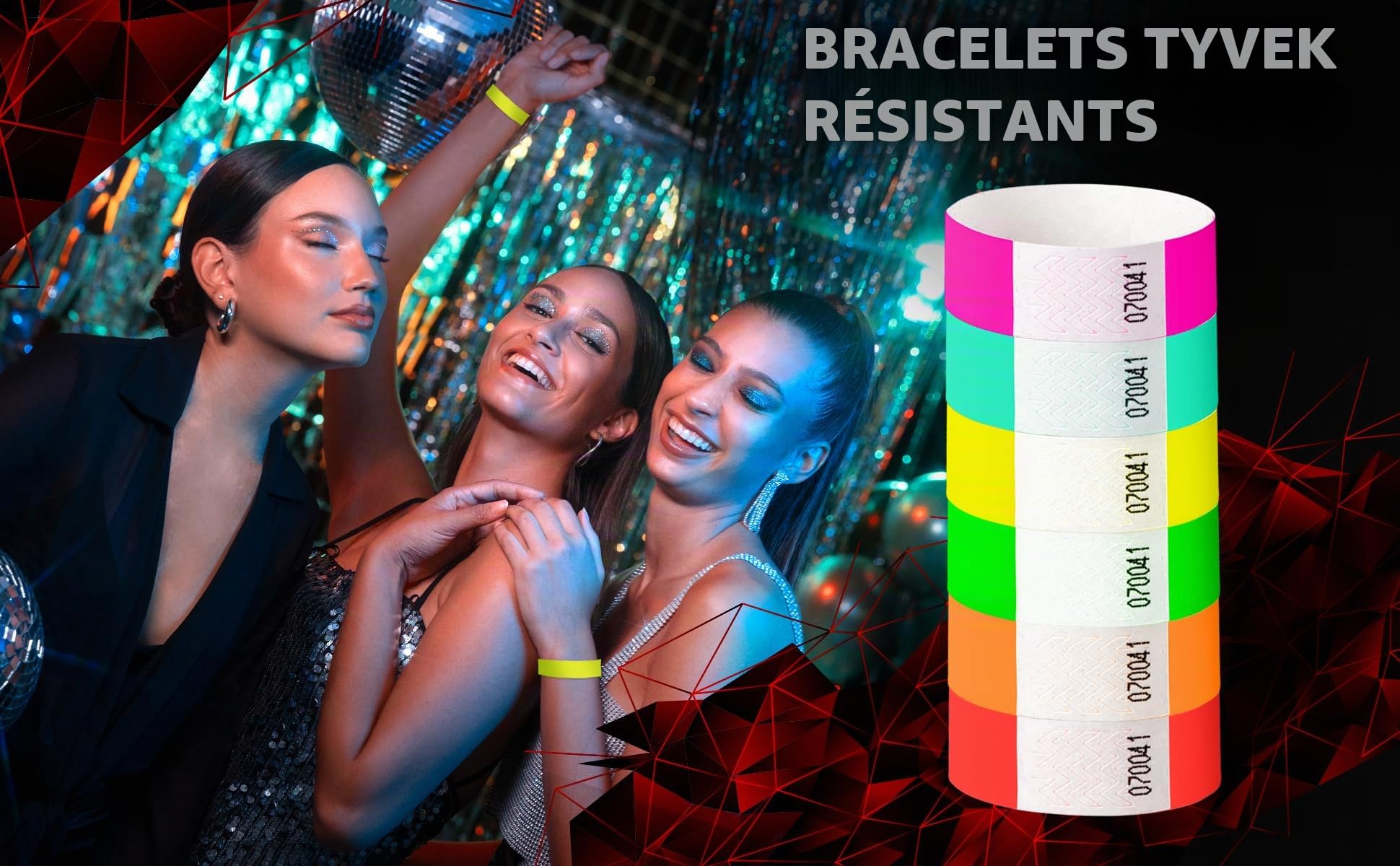 Bracelets Tyvek Evenementiel avec Une Impression Personnalisée 19 x 255 mm - 500 Pieces Bracelet Identification de Festival - Autocollant et Imperméable
