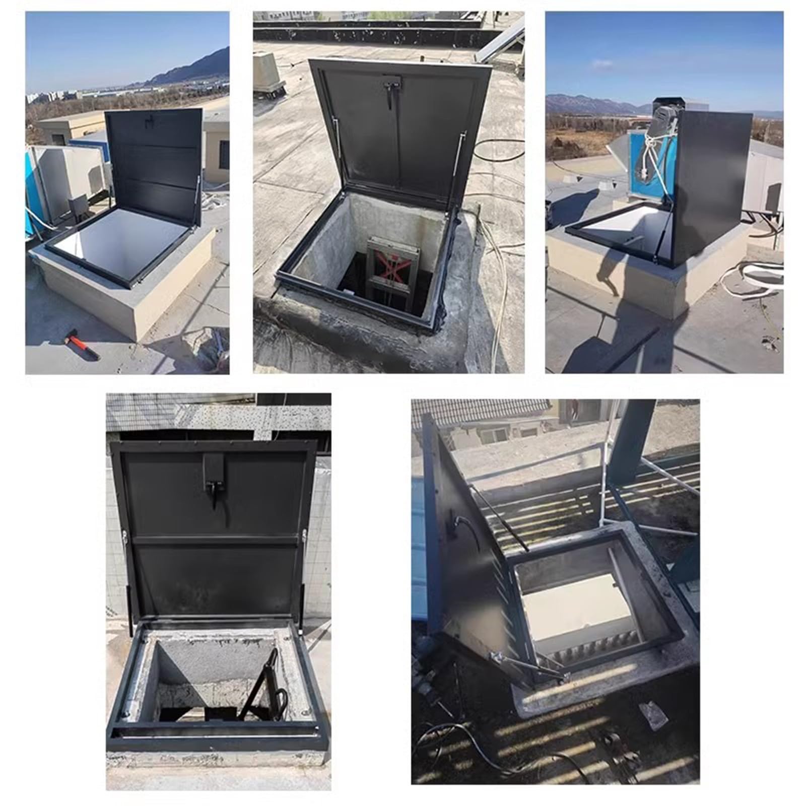 Genérico Escotilla de Techo Resistente y Personalizable con Asas - Cubierta de tragaluz Impermeable y antirrobo, Junta de escotilla de Mantenimiento de Metal (60x60 cm / 23,6x23,6 Pulgadas) para Uso