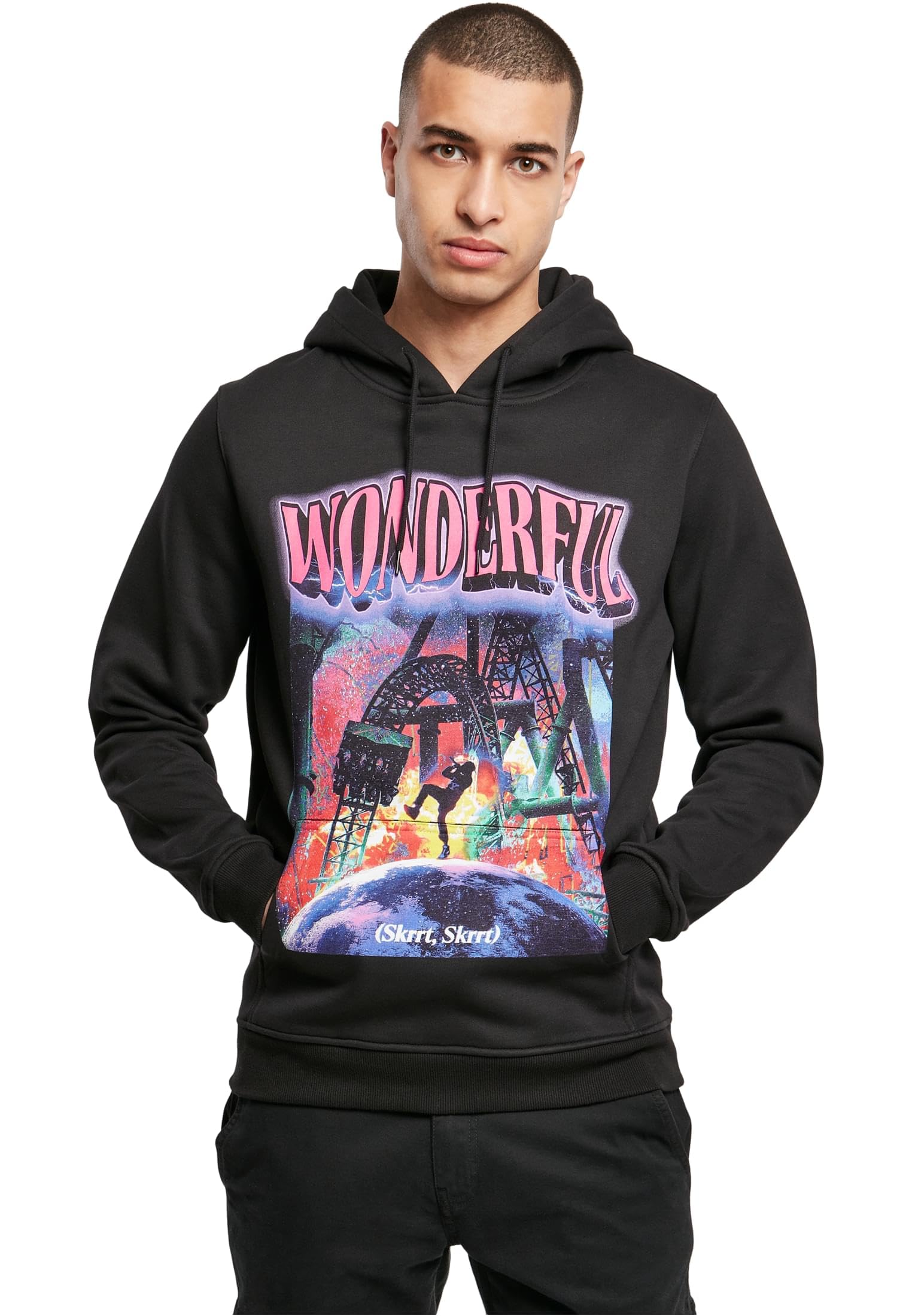 Mister Tee Herren Wonderful Hoody Kapuzenpullover, Black, XL