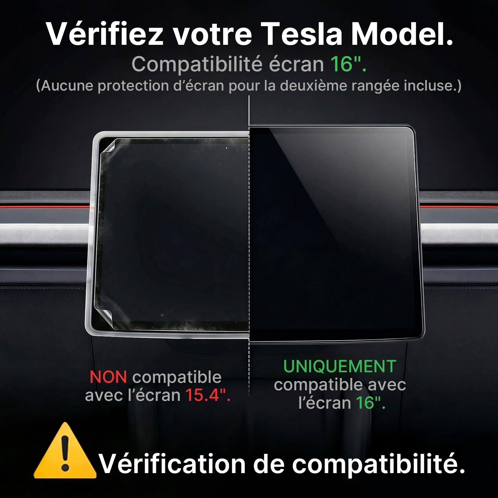 Protection d’Écran 16" Pour Tesla Model y Juniper 2026 | En Verre Trempé Accessoires Anti-Trace De Doigts, Sans Bulle, Dureté 9h, Avec Kit d’Installation