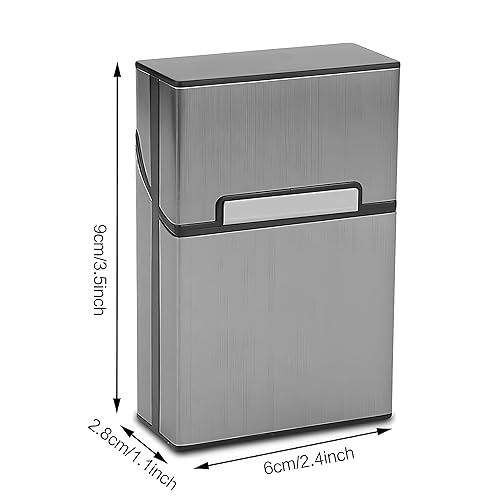 Miniatura 2 de MAGIKON Caja de cigarrillos ligera de aleación de aluminio para hombre, caja protectora de cigarrillos (20 cigarrillos, gris)