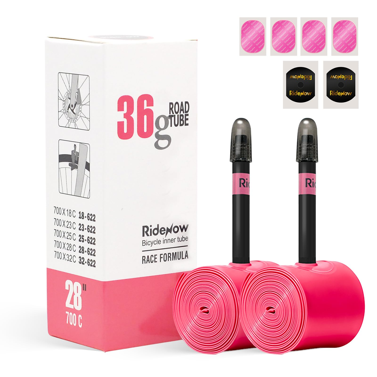RideNow 36g 2-Pack TPU Inner Tube 700 x 18C-32C with 45mm Presta Valves