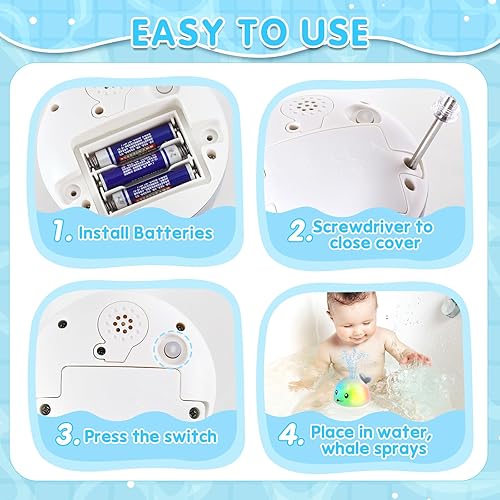 Miniatura 5 de Aspersor de juguete de baño de ballena, juguetes de baño iluminados para niños de 1 a 3 años, bebés de 6 a 12 a 18 meses, regalos de 1, 2, 3 años,