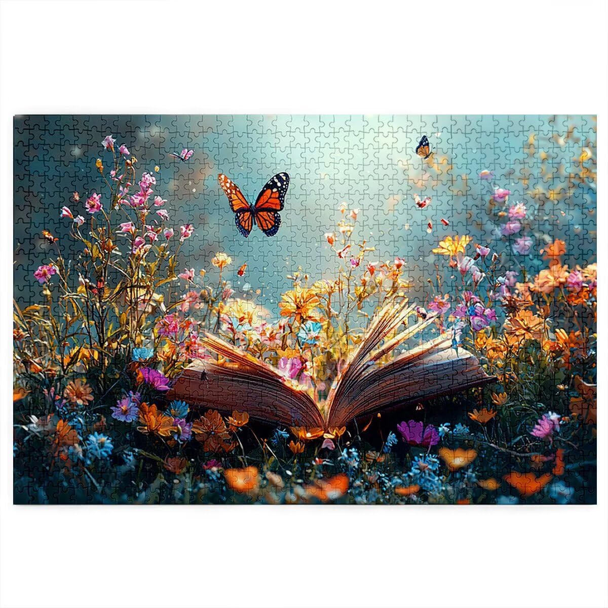Puzzle 1500 sztuk Magiczna Książka, Kwiaty Drewniane Puzzle dla Dorosłych Puzzle Wykwintne Pudełko Do Pakowania, Gry Edukacyjne Dla Rodzin, Puzzle Do Dekoracji Domu, Prezent Kobiet, Prezent Mężczyzny