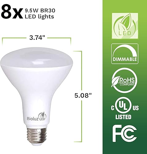 Miniatura 20 de Bioluz LED Paquete de 10 bombillas LED BR30, luces de inundación para interiores 90+ CRI 75 W equivalentes a 9.5 W 4000 K blanco frío 850 lúmenes