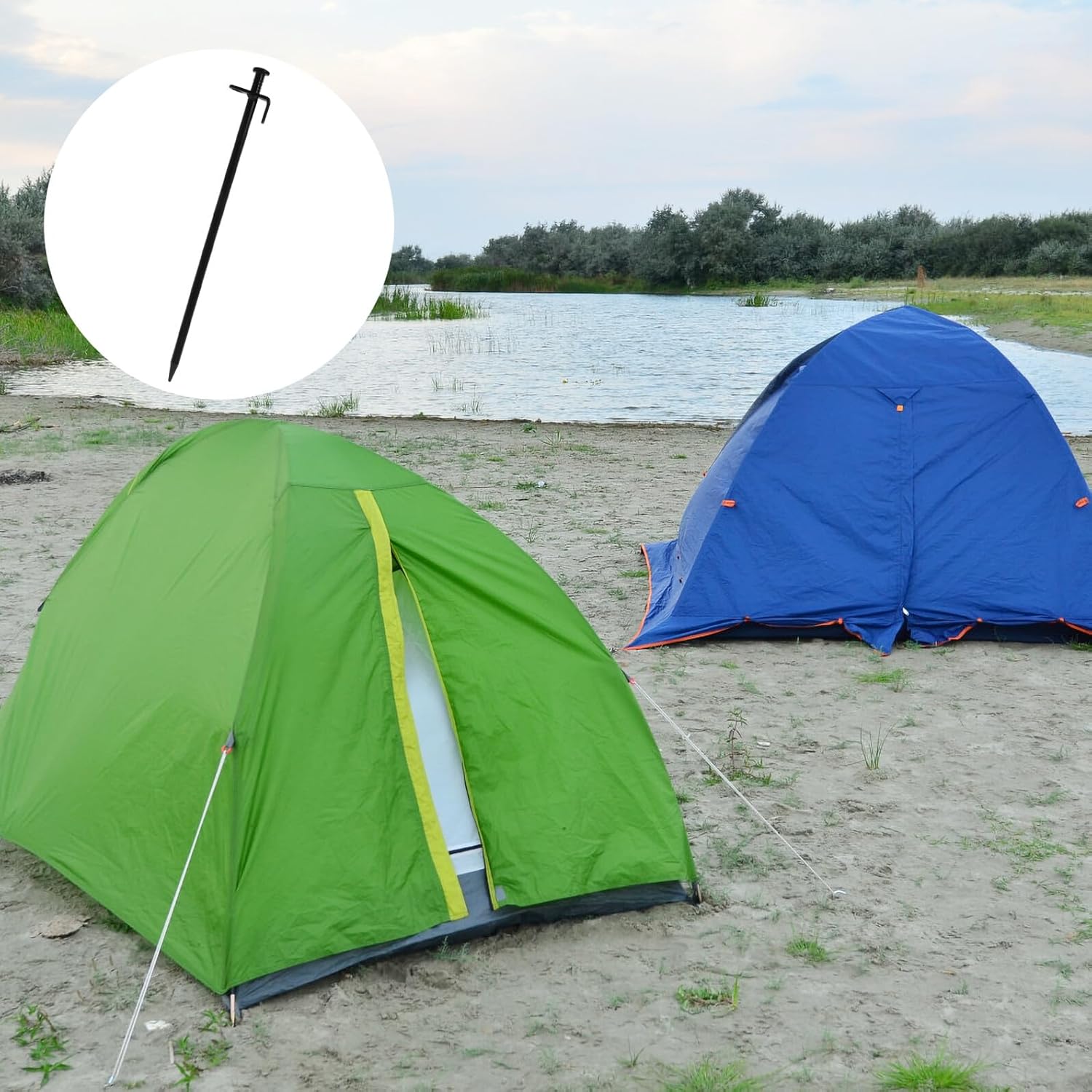 DOITOOL 8pcs Heavy Duty Steel Tent Stakes 30cm Thickened Tarp Pegs Ground Anchors for Camping Canopy Outdoor Tent Anchors Trampoline Stakes for Beach Snow Lawn