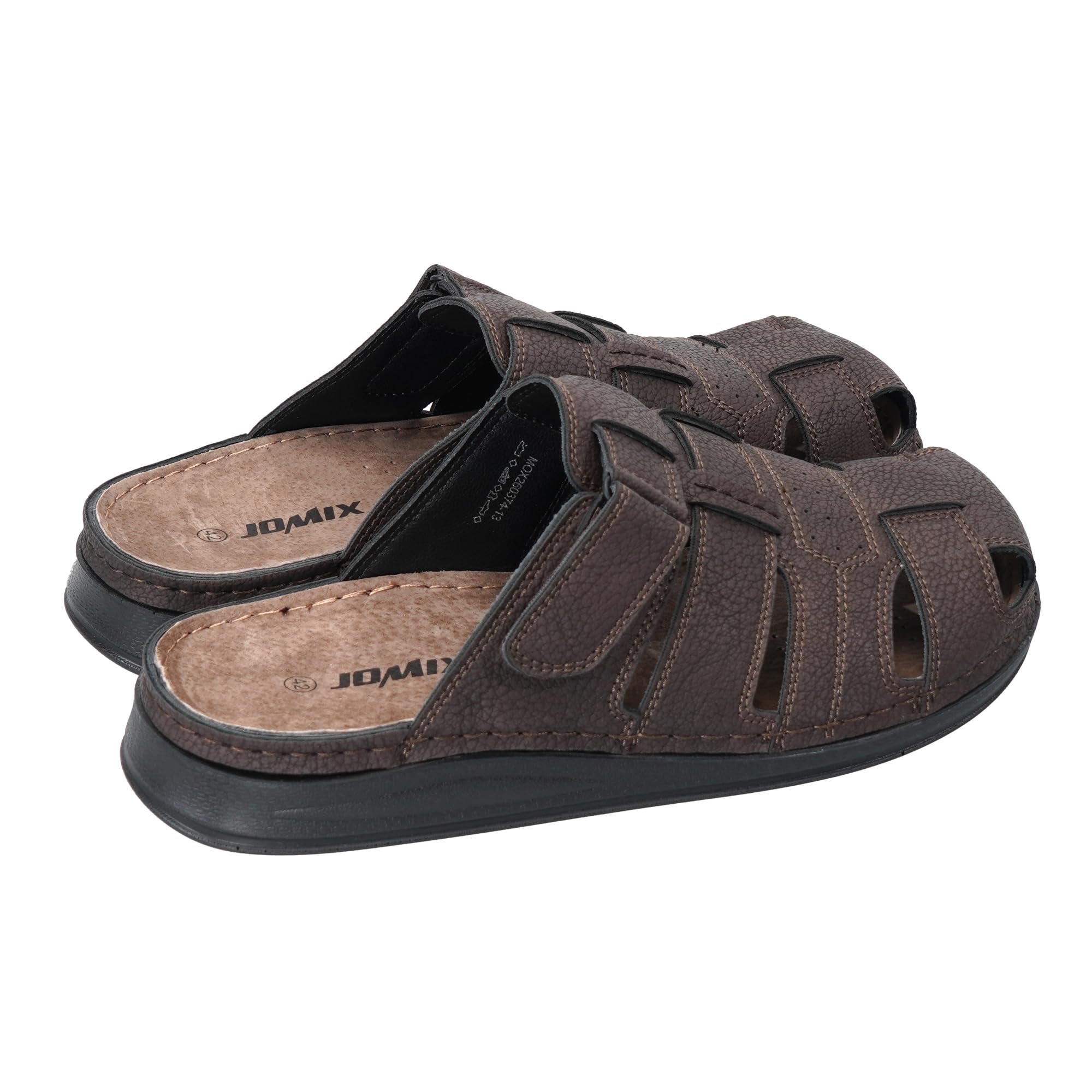 JOMIX Sandalias Hombre Zuecos Punta Cerrada con Tira Ajustable, Calzado de Verano Transpirable con Tacón Plano para Playa, Jardín y Diario