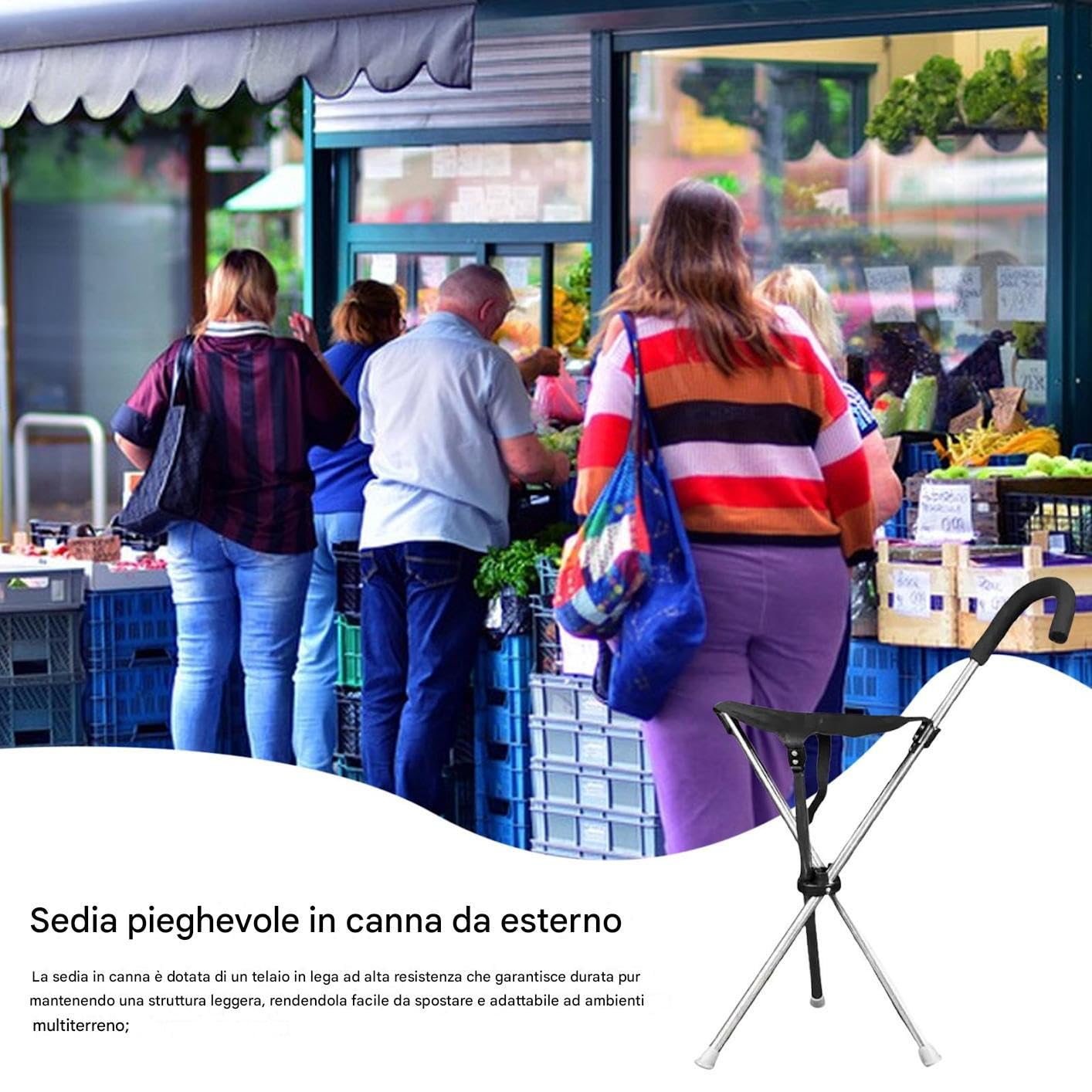 Bastone da Passeggio con Sedile Bastone Regolabile E Portatile | Sedile Portatile Per Bastone Per Viaggio Escursionismo Seduta Urbano Sentiero Avventure All'Aperto