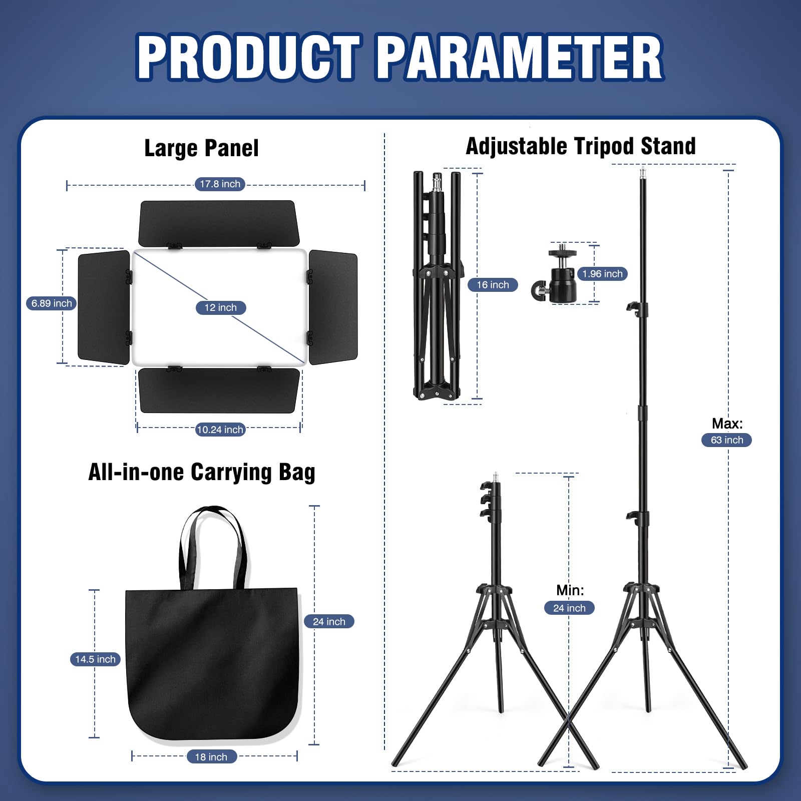 2 Pack LED Video Light Kit with Barn Door, Icceue 30W Photography Light Panel with Stand, 3000Lux 2500K-8500K Dimmable Studio Lights for Video Recording/Filming/Photoshoot Shooting/Live Streaming