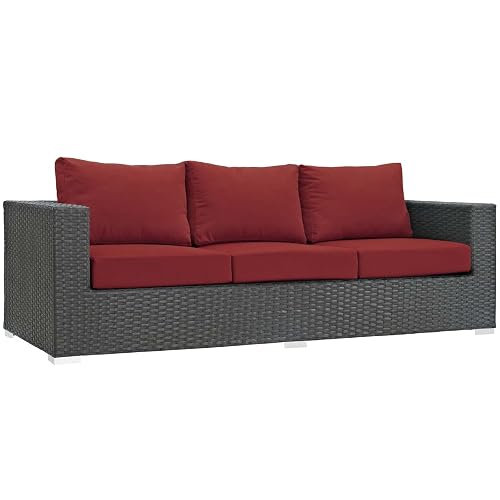 Modway Sojourn Wicker Rattan Outdoor Patio Sunbrella Fabric Sofa in