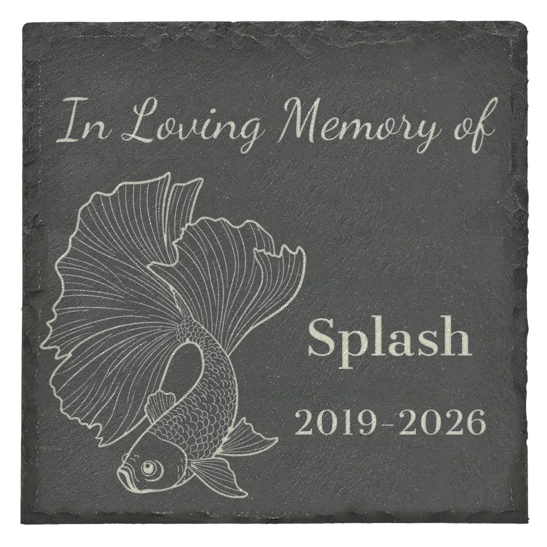 Fish Memorial Stone Plaque, Custom Engraved Slate for Aquarium Fish Tank, Remembrance Gift for Beloved Pet