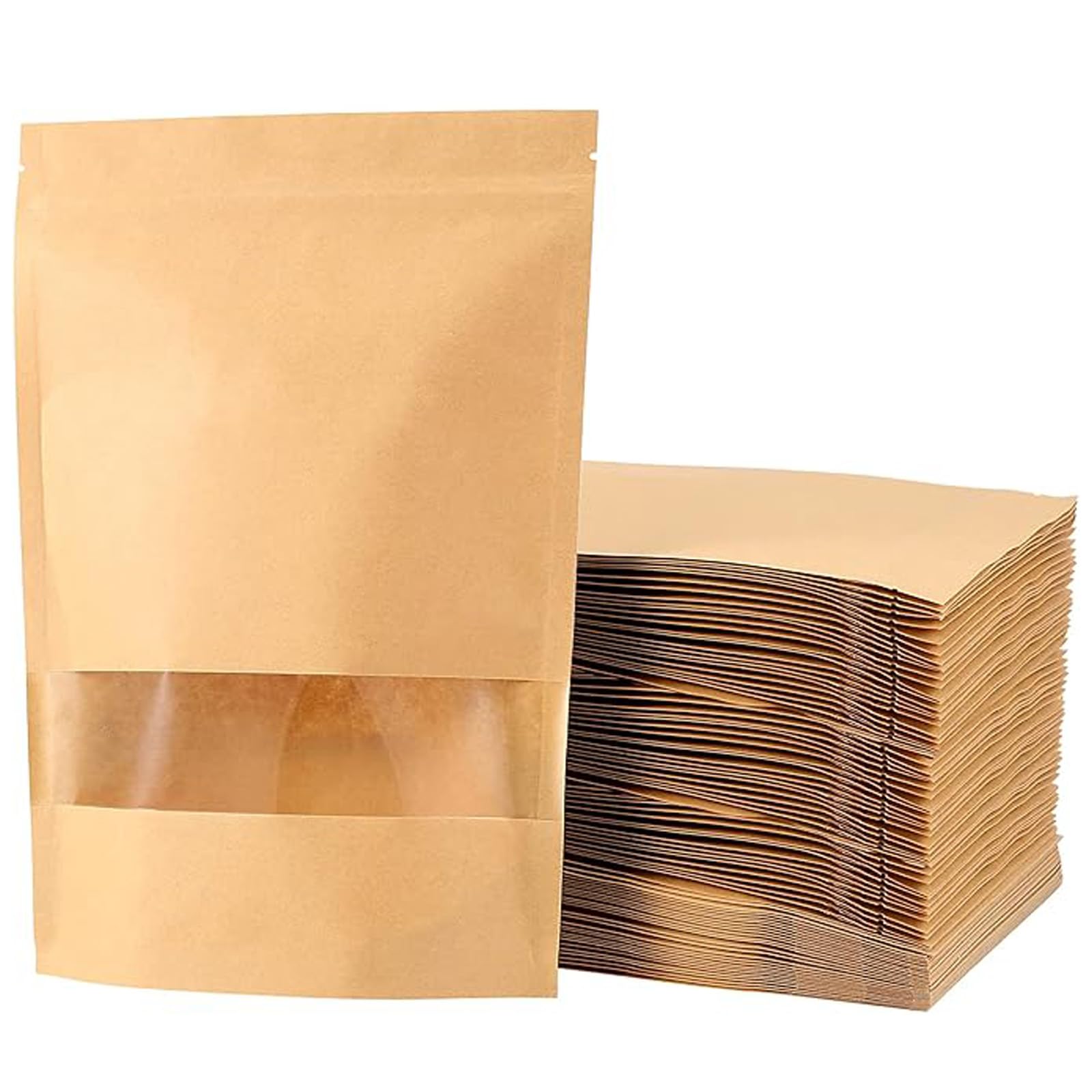 Sachet en papier kraft avec fermeture éclair et encoche de déchirure pour nourriture