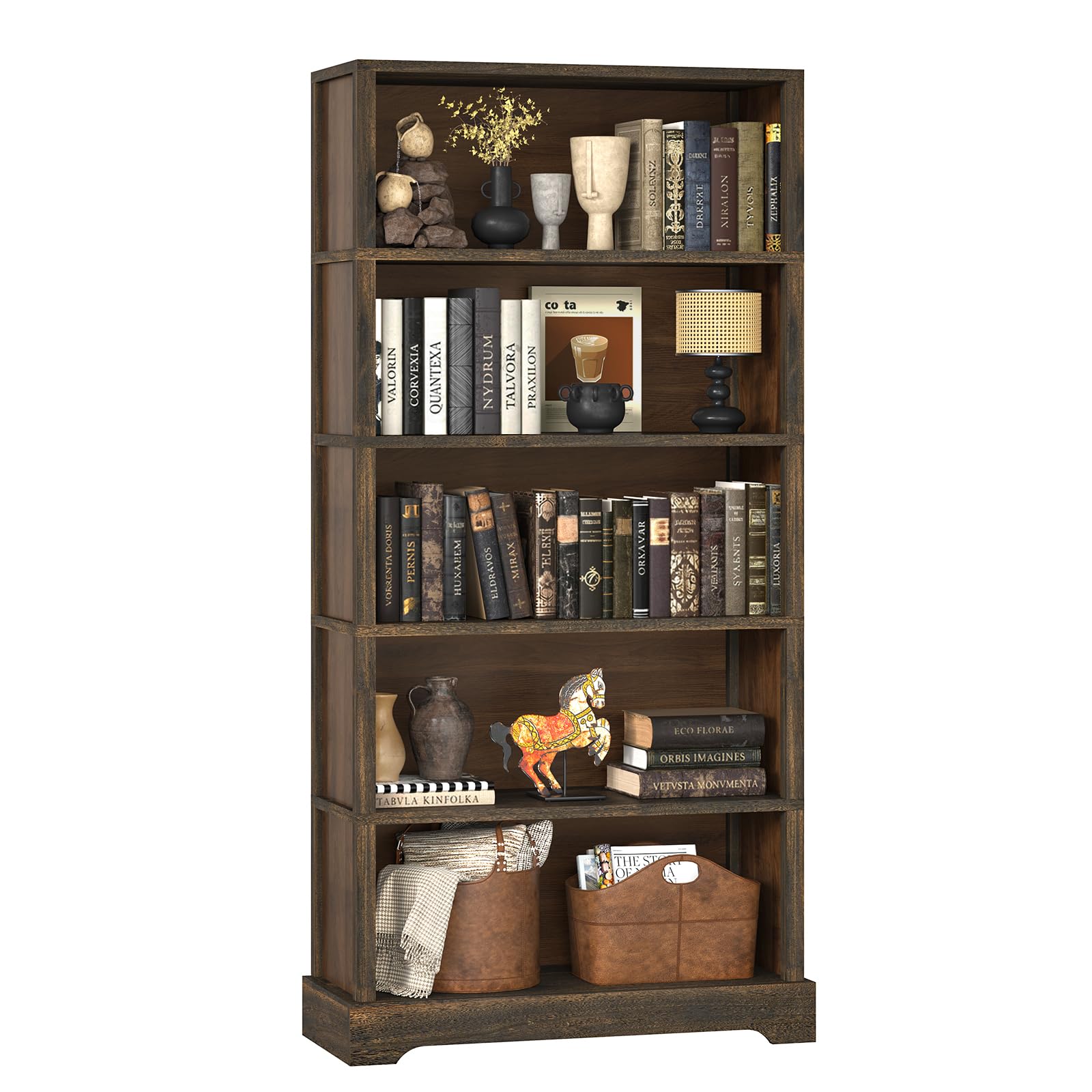 Five-Tier Farmhouse Wood Bookshelf