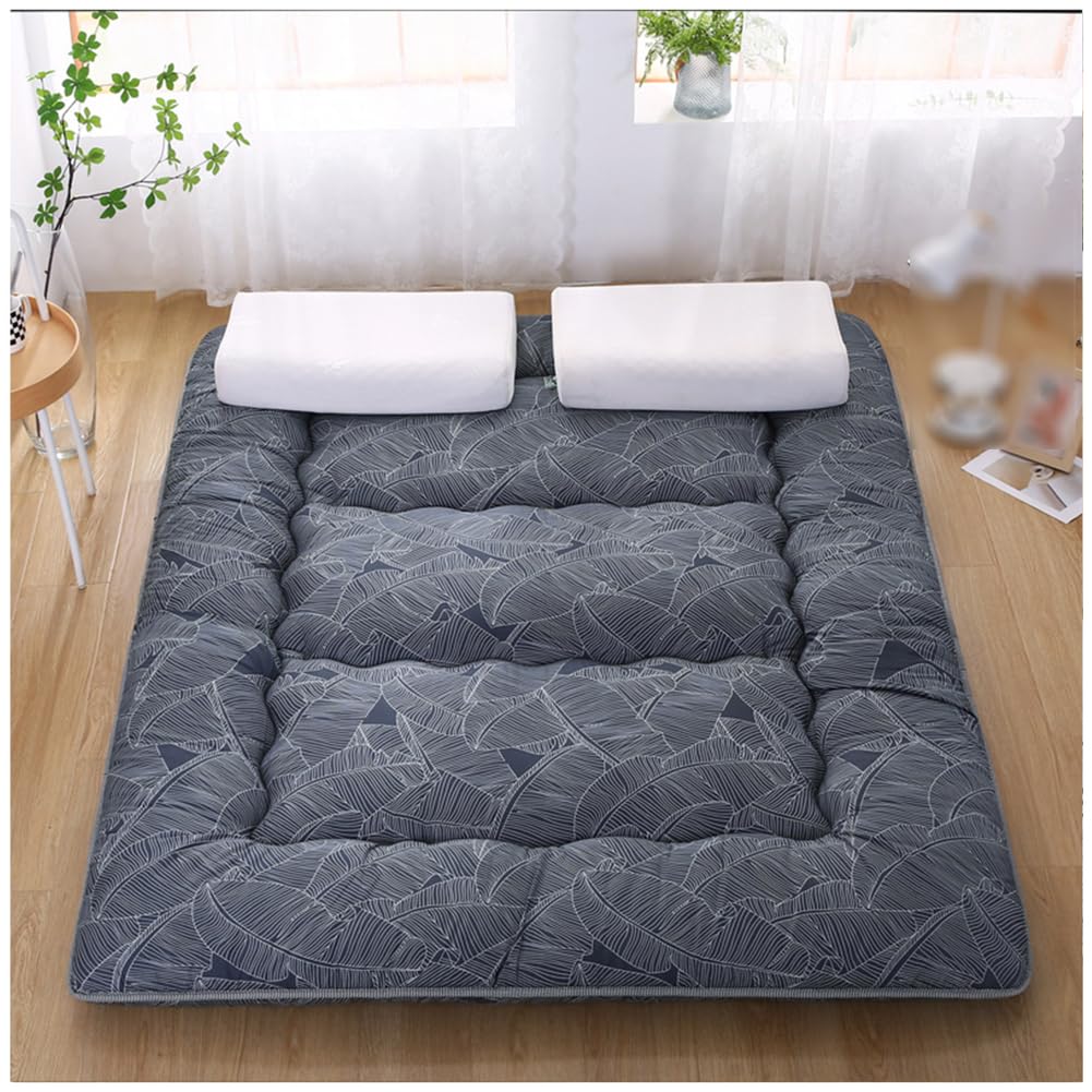 Japoński materac podłogowy Futon Materac 4" Szary Tatami Mata Wypełniona Pianka Pamięciowa, Składany i Przenośny Leżak Kempingowy,M,10x90x200cm(35x79in)