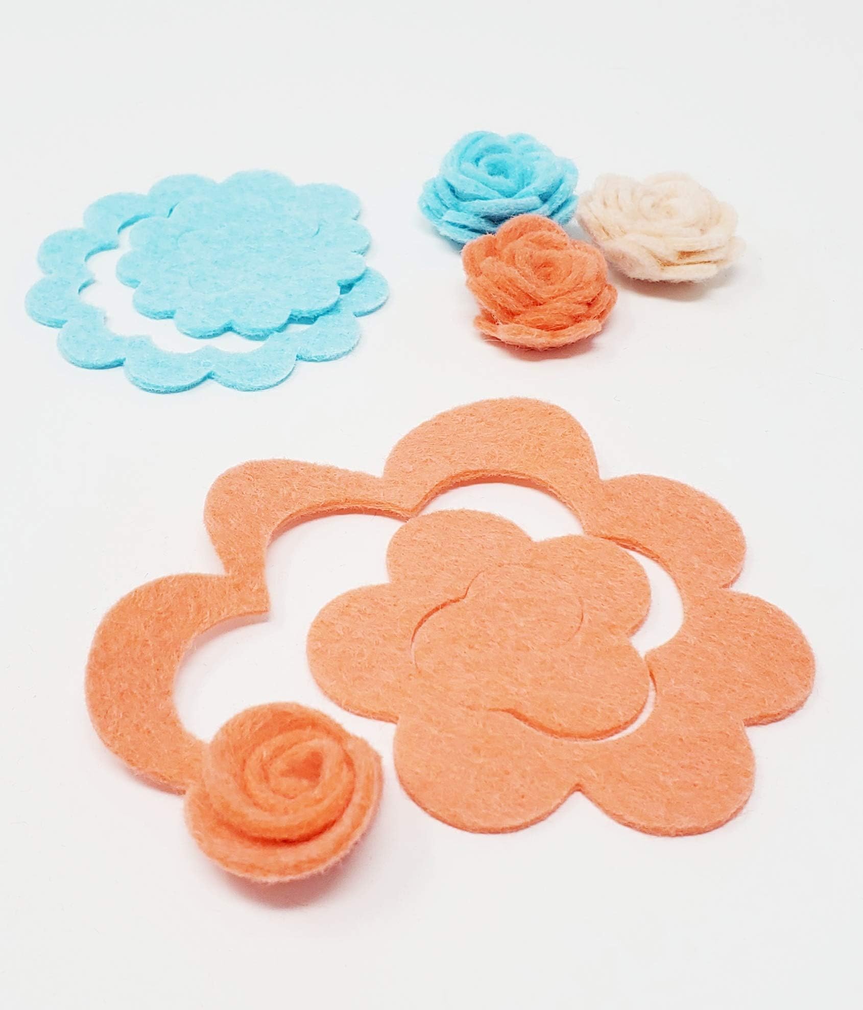 24 Wool Blend Felt 3D Roses Die Cut Applique Flowers - Tropical Island OTR Felt Made in USA