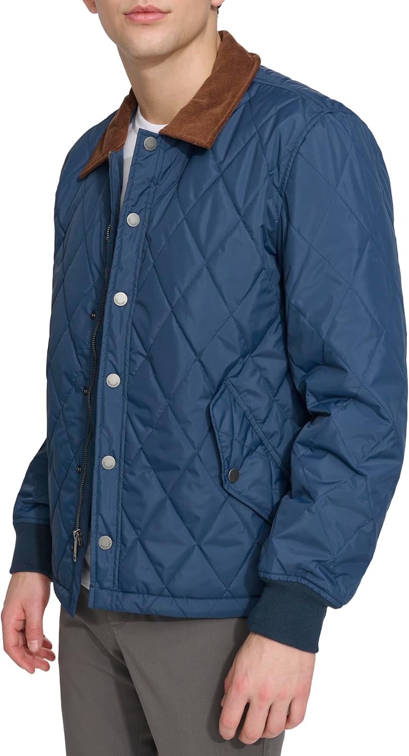 DOCKERS Men's Diamond Quilted Jacket With Corduroy Collar - Image 3