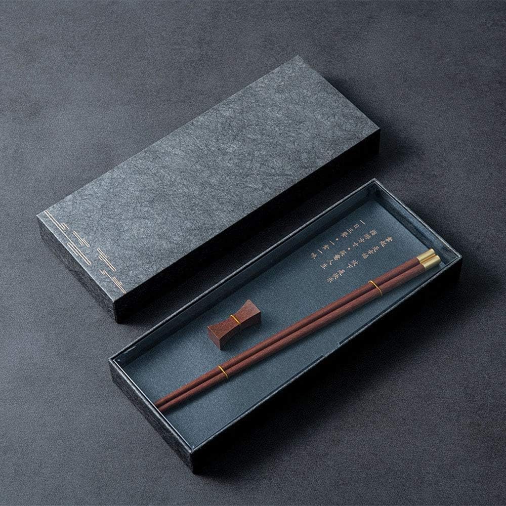 baguettes chinoises réutilisables cooking chopsticks Baguettes, baguettes rondes sculptées à la main, ensemble cadeau de baguettes avec boîte-cadeau(Color:5,Size:)