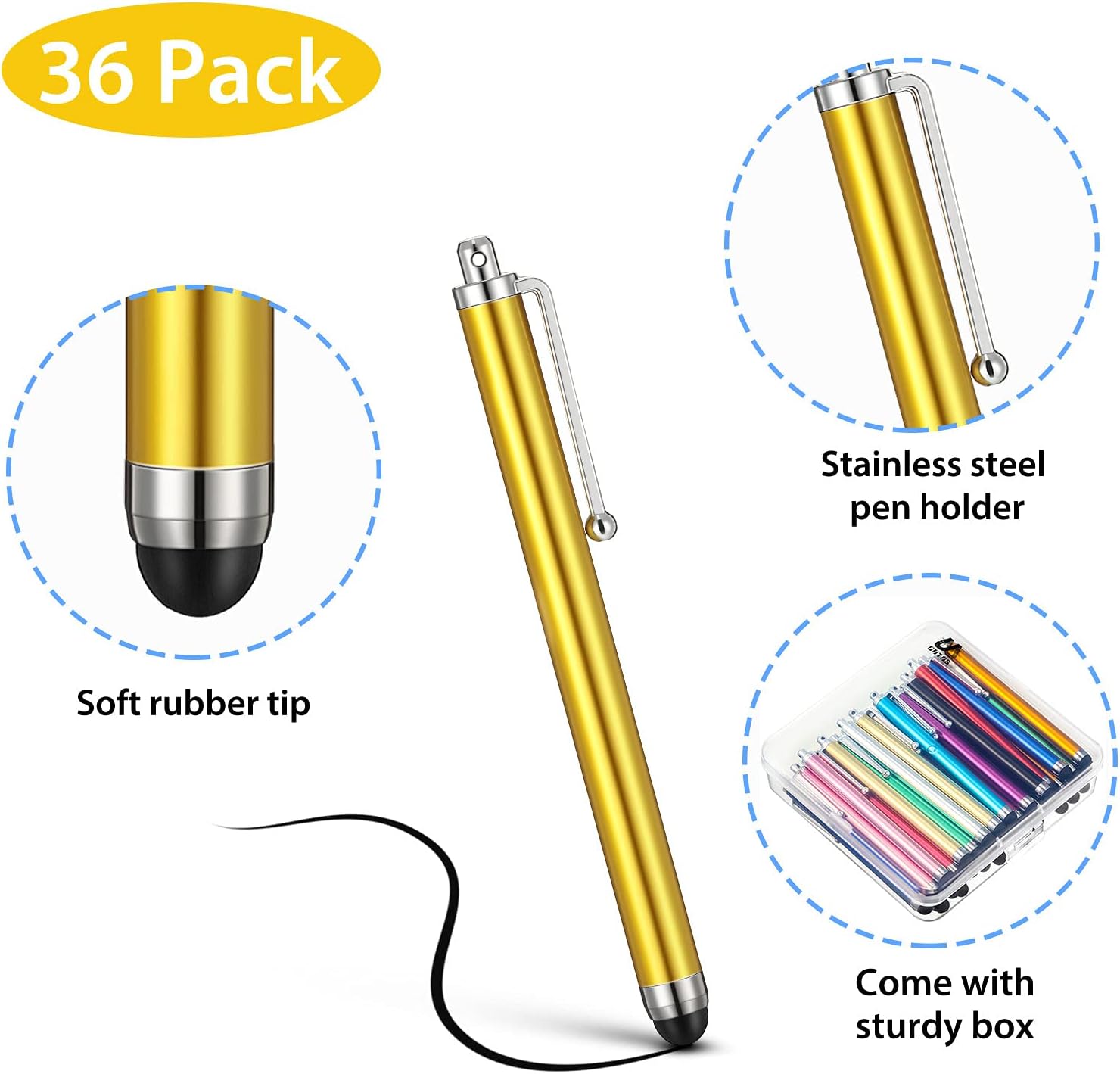 Stylus Pens for Touch Screens,Stylus Pen Set of 36 for Universal Capacitive Touch Screens Devices, Compatible with iPhone, iPad, Tablet (Multicolor) : Electronics