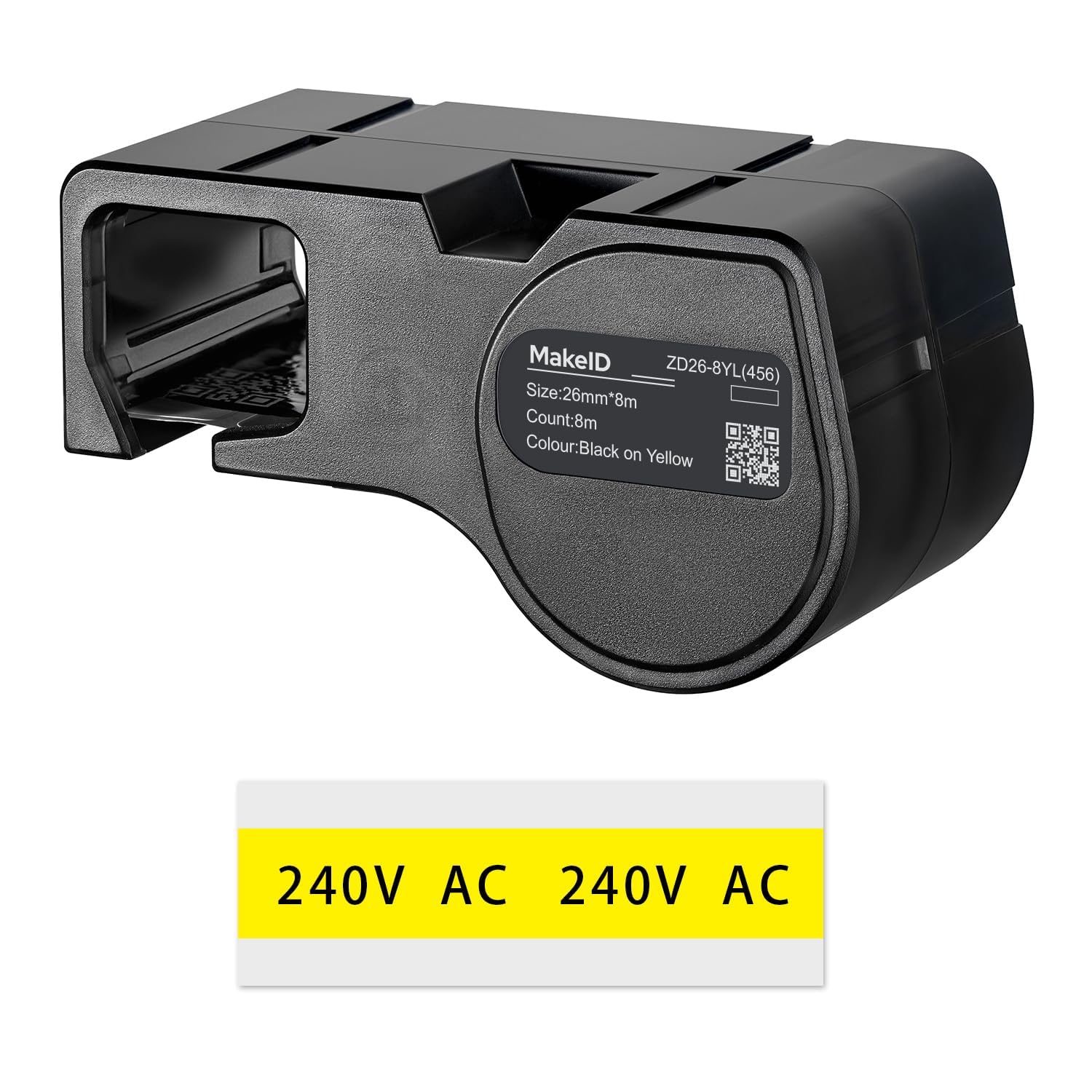 MakeID PET Labels for Industrial Label Printer D50, 26 mm x 8 m, Indoor/Outdoor Use, Security, Asset Tracking, Electrical Marking