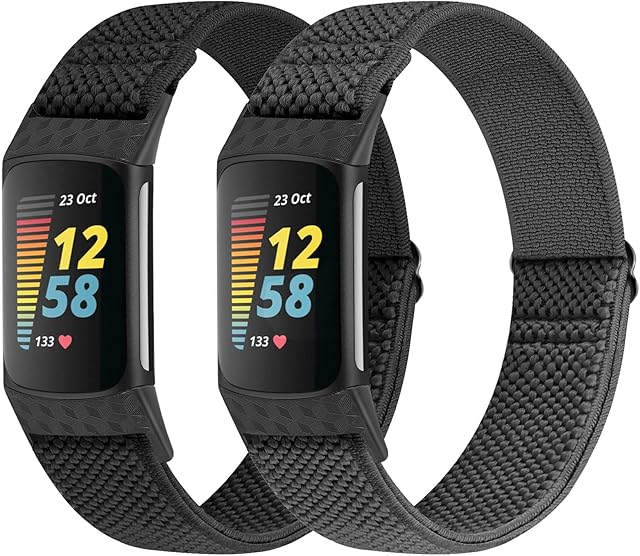 WNIPH Pasek kompatybilny z bransoletką Fitbit Charge 5, regulowany, elastyczny nylon, sportowy, męski i damski