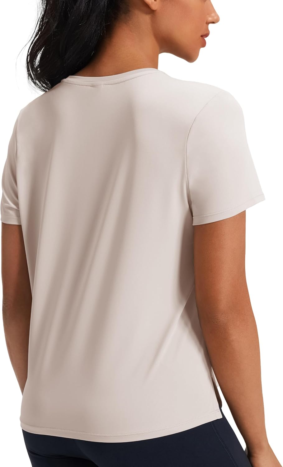 Ice Silk Women's Short Sleeve Workout Shirts Loose Fit Side Slits Athletic Tee Tops - Image 2