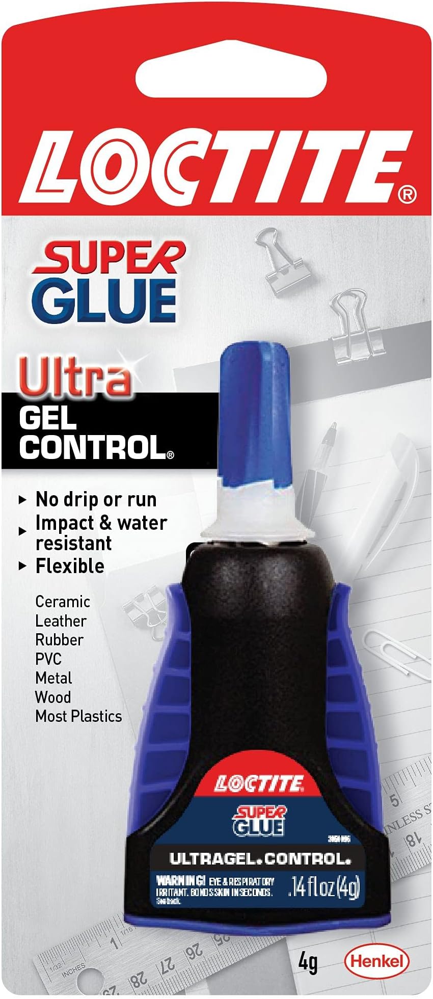 Super Glue Ultra Gel Control, Clear, 0.14 fl oz Bottle, 1 Pack - Superglue for Plastic, Wood, Metal, Crafts & Repair, Cyanoacrylate Adhesive Instant Glue, Quick Dry