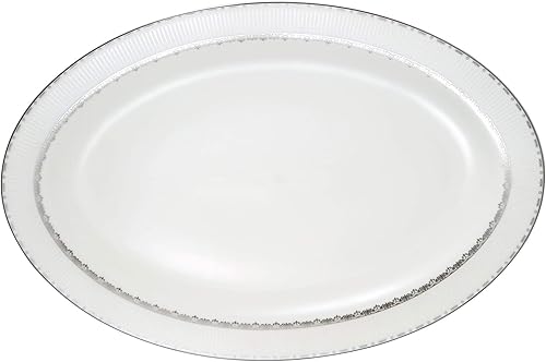Miniatura 4 de Lorren Home Trends La Luna Bone China - Juego de vajilla de 57 piezas con diseño en relieve, color plateado, servicio para 8 personas