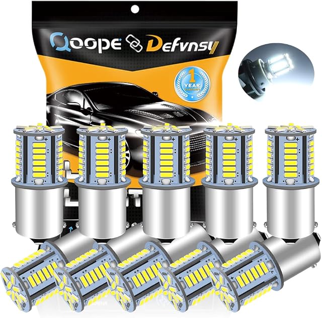 DEFVNSY - Pack of 10-6000K White 1156 BA15S 1141 1003 1073 7506 LED Bulbs 4014 39-SMD Replacement Lamps for 12V Interior RV Camper Trailer Lighting Boat Yard Light Bulbs