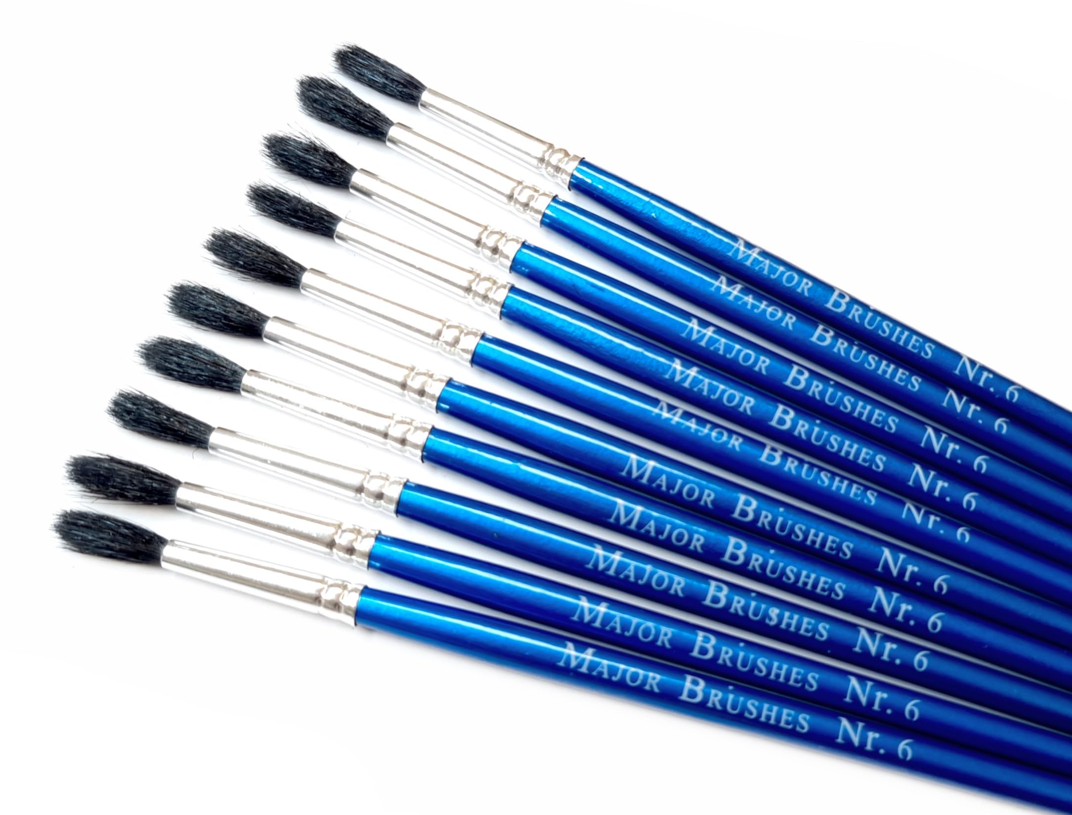 Major Brushes Imitation Squirrel Watercolour Paint Brushes Size 6 Pack of 10