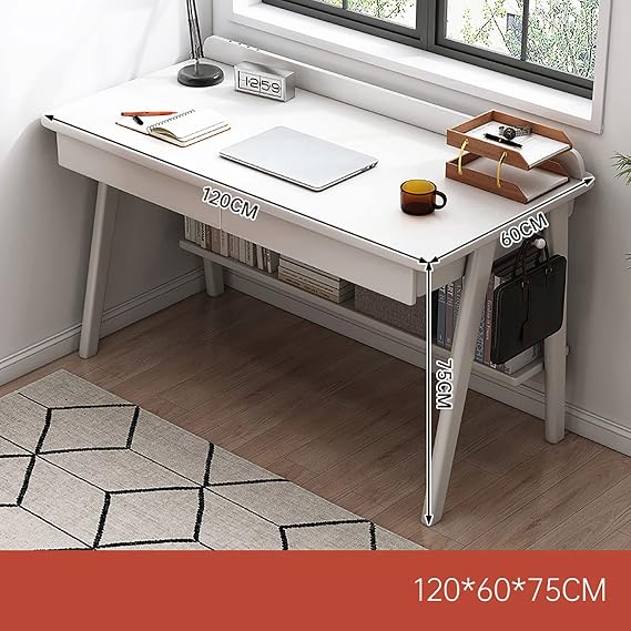 Computer Desk, Home Simple All Solid Wood Dressing Tables, Student Dormitory Study Desks, Bedroom Writing Desks with Drawer(B,120cm)