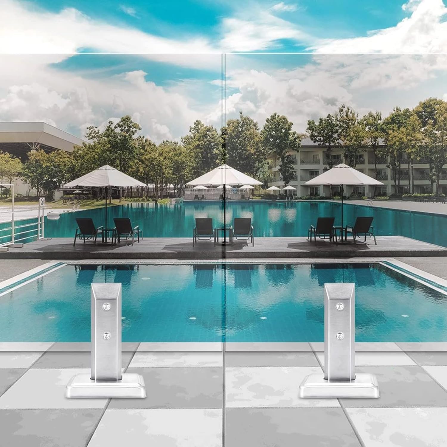 Set of 1 Stainless Steel Glass Clamp Glass Panel Posts, with Expansion Bolt Floor Glass Clamp for Flat Surface Balustrade Staircase Handrail,Silver,160mm high