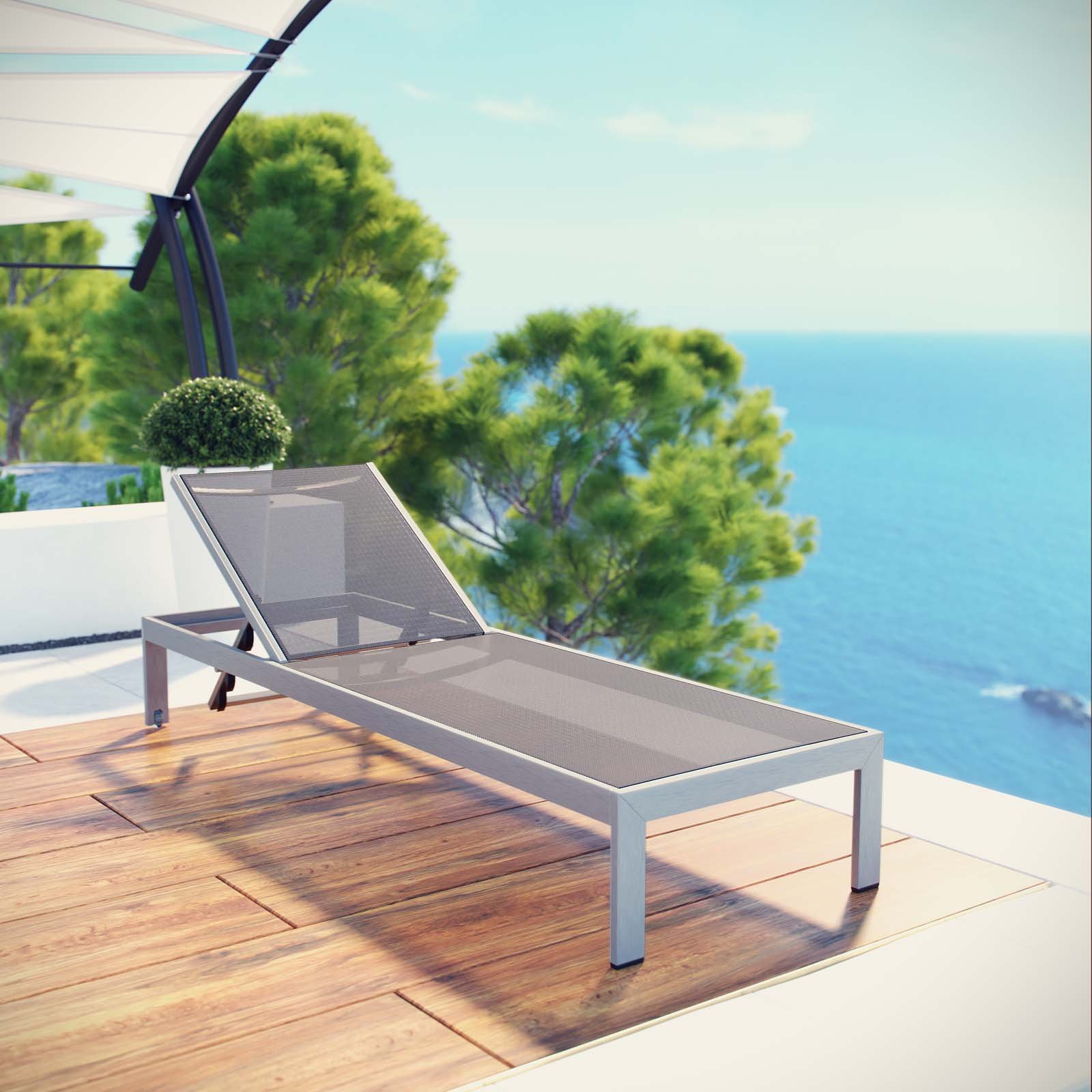 Modway Shore Aluminum Mesh Outdoor Patio Poolside Chaise Lounge Chair in  Silver Gray: Buy Online at Best Price in UAE - Amazon.ae