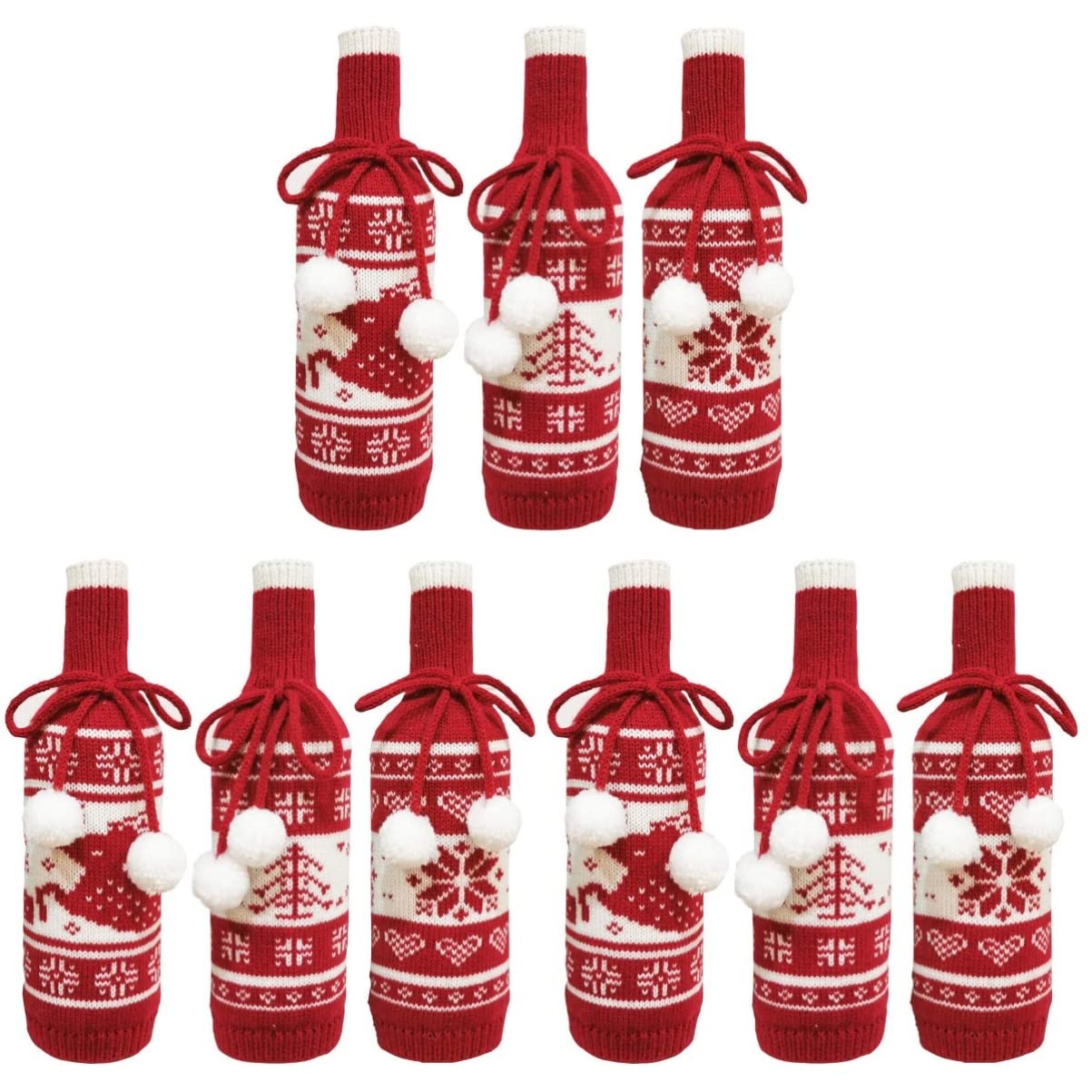 TOYANDONA 9pièces Housses Décoratives De Bouteille De avec Motifs De Sapin Renne Et De Lavable pour