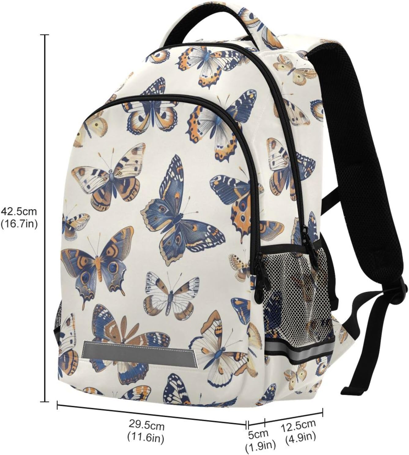 senya Travel Backpack Carry On Bookbags Butterflies with Pattern Bagpack with Reflective Strip and Mesh Side Pockets