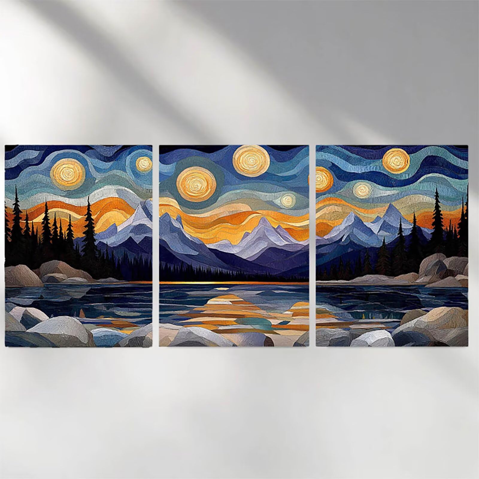 3 Pezzi Diamond Painting per Adulti Astratto 5D Diamond Painting Crystal Art Ricamo Quadrato Montagna per Principianti Adulti, Arredamento per la Casa Decorazioni da Parete 50x75cm a-6007