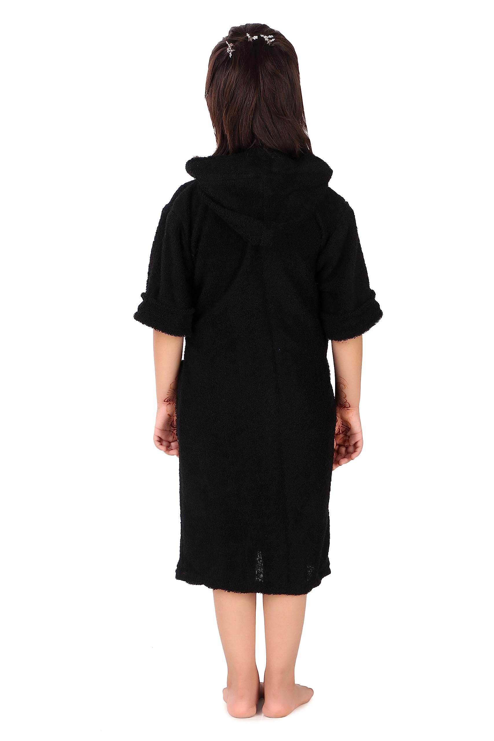 Comfortlooms Kids Bath Robe | Comfortable & Durable Cotton Bathrobe - Suitable for Birthday/Diwali/Christmas Return Gift Kids_Heavy_Hood_250_GSM_Black_30 1