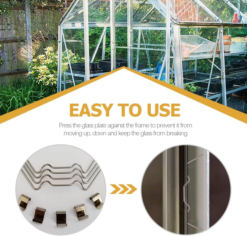 Kisangel 50 Sets Stainless Steel Greenhouse Glass Pane Fixing Clips W and Z Type Clips for Secure and Stable Greenhouse Panel Installation