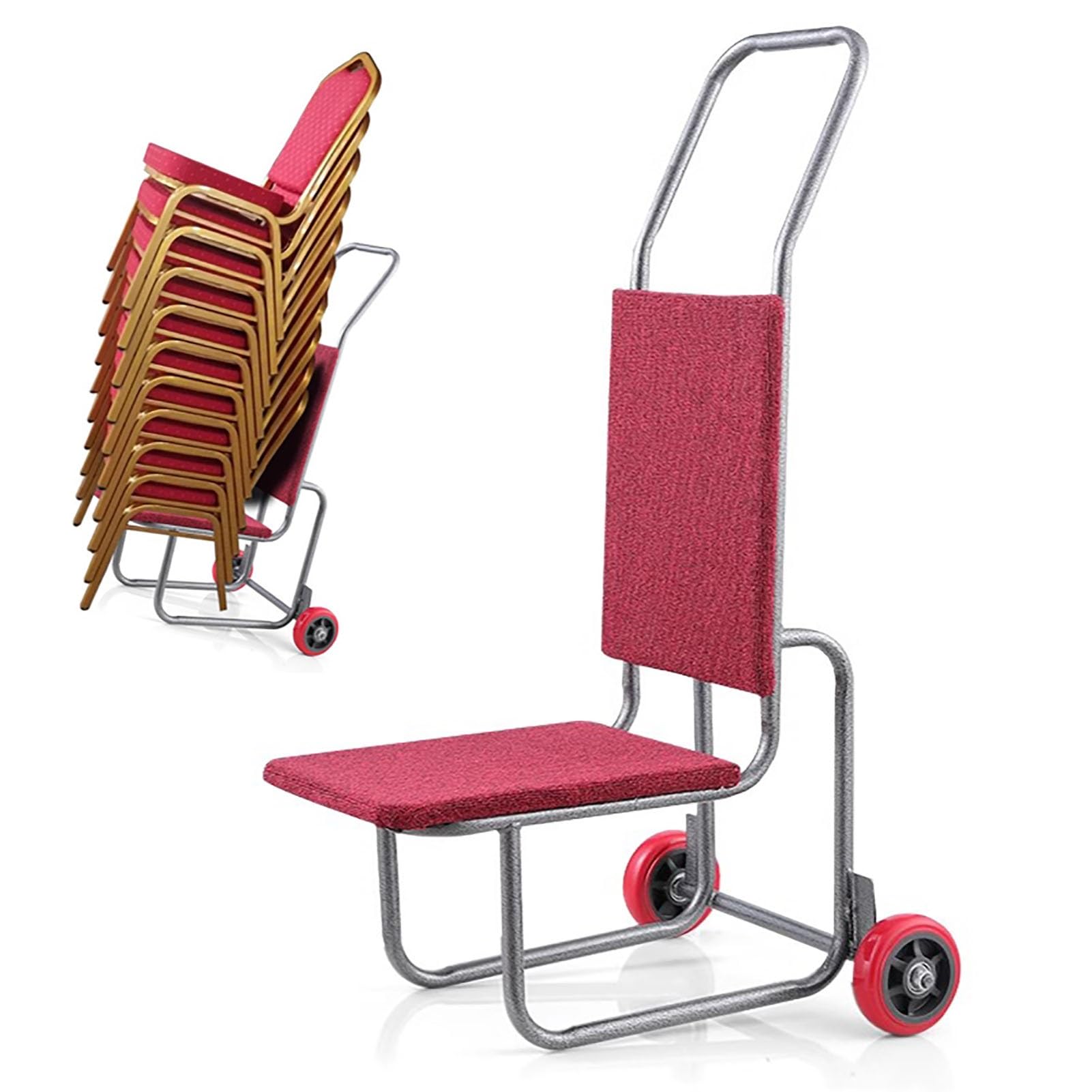 ERSINIAN Chair Dolly for Stackable Chairs - Mobile Transport Cart with Wheels for Wedding and Church, Rolling Storage Trolley for 10 Chairs