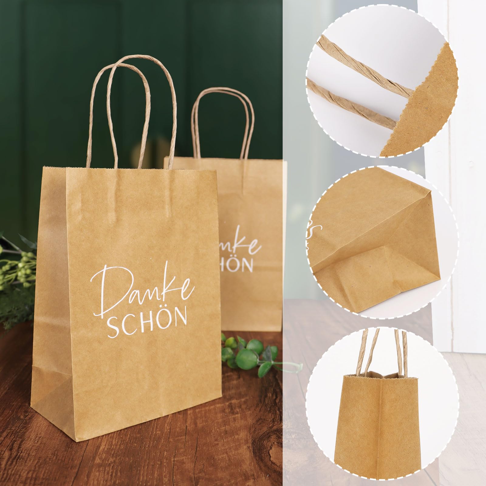 12 Stück Braune Geschenktüten Aus Kraftpapier Mit Henkel – 21x15x8 Cm, Mit Herz-Muster, Für Geburtstag & Party