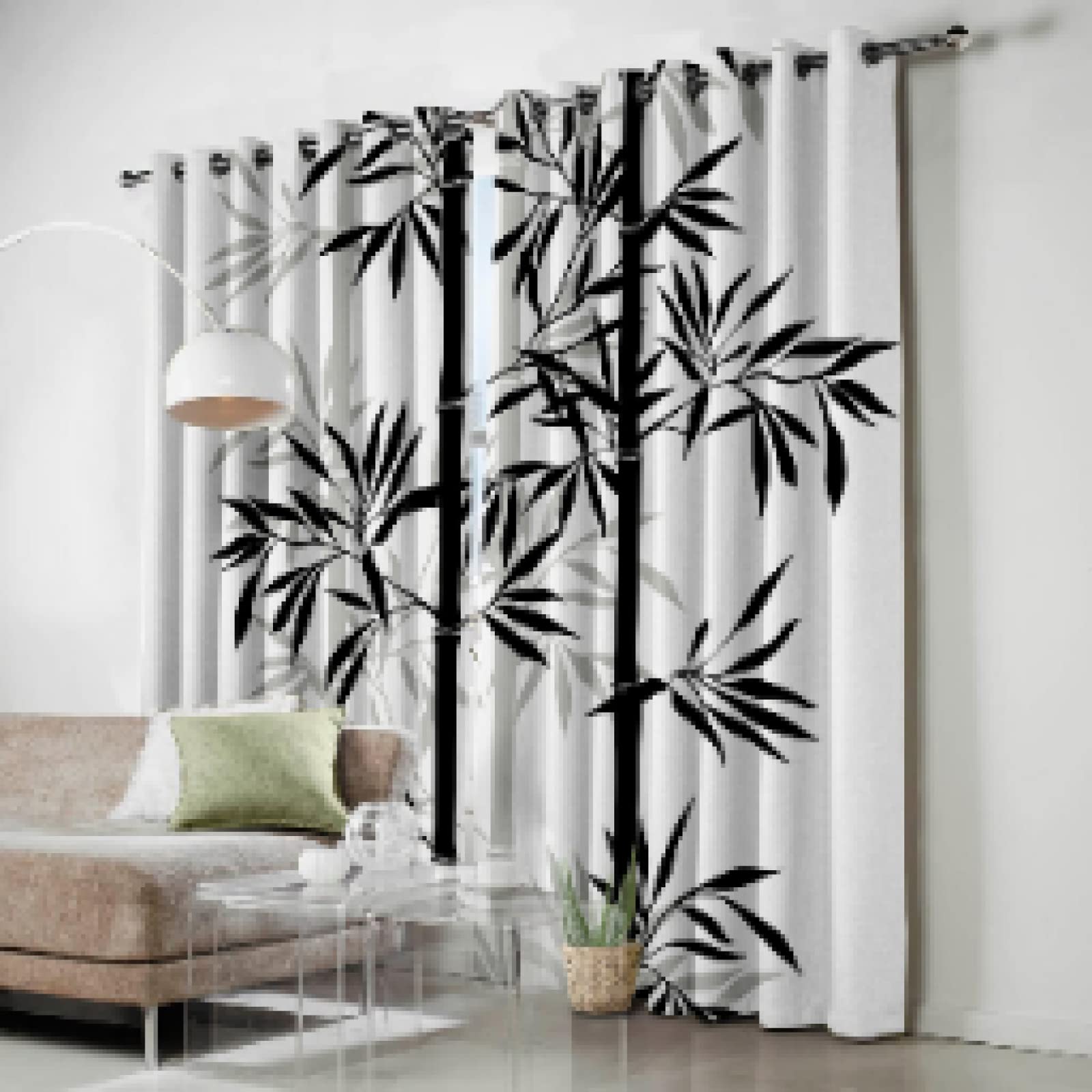 Amazon.de: XIANGPEIFBH Schwarz-weier Bambus im chinesischen Stil, Pflanze,  Fensterbehandlungen, Vorhnge, einfache Gardinenstange, Vorhnge,  Kchenvorhnge, Innendekoration 140(W) x(H) 160cmx2pcs