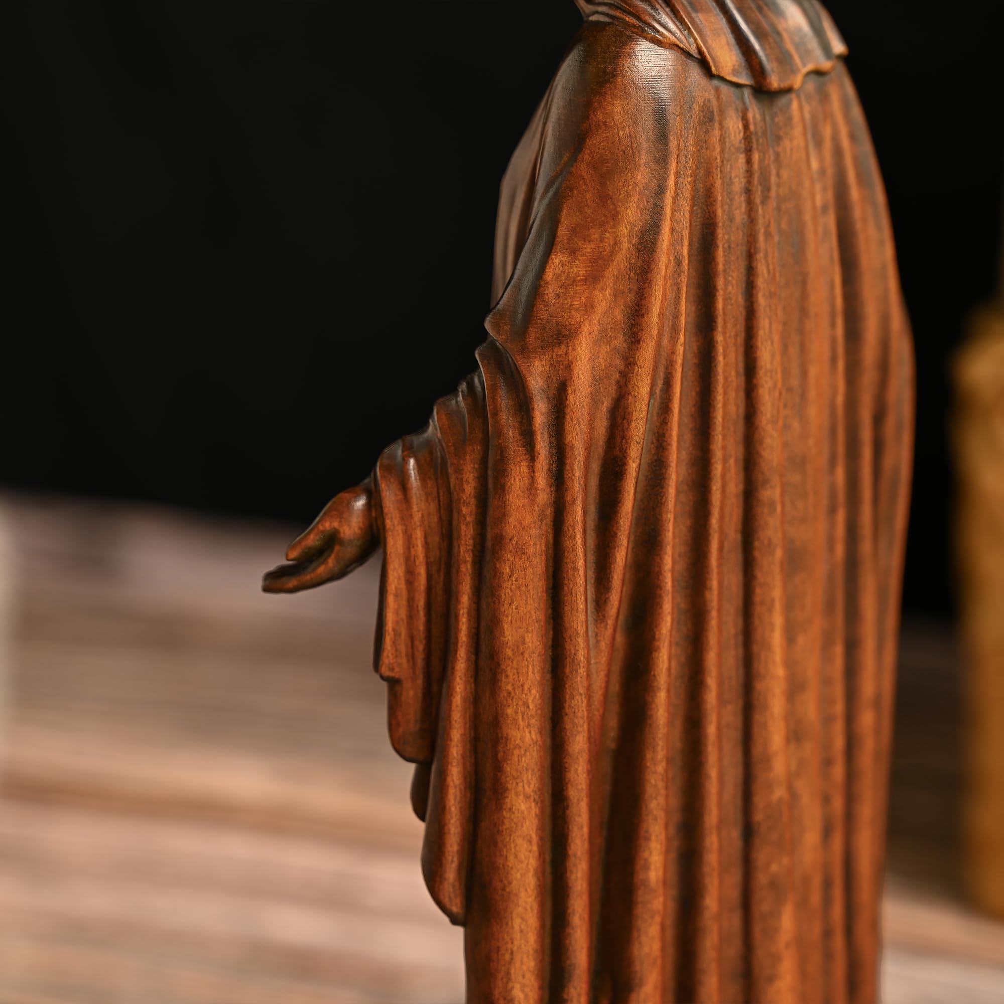 BGCOPPER Jungfrau Maria Statue aus Holz, katholische Mutter Maria, 30,5 cm | Handgefertigt, Buchenholz, christliches Geschenk, Heimdekoration