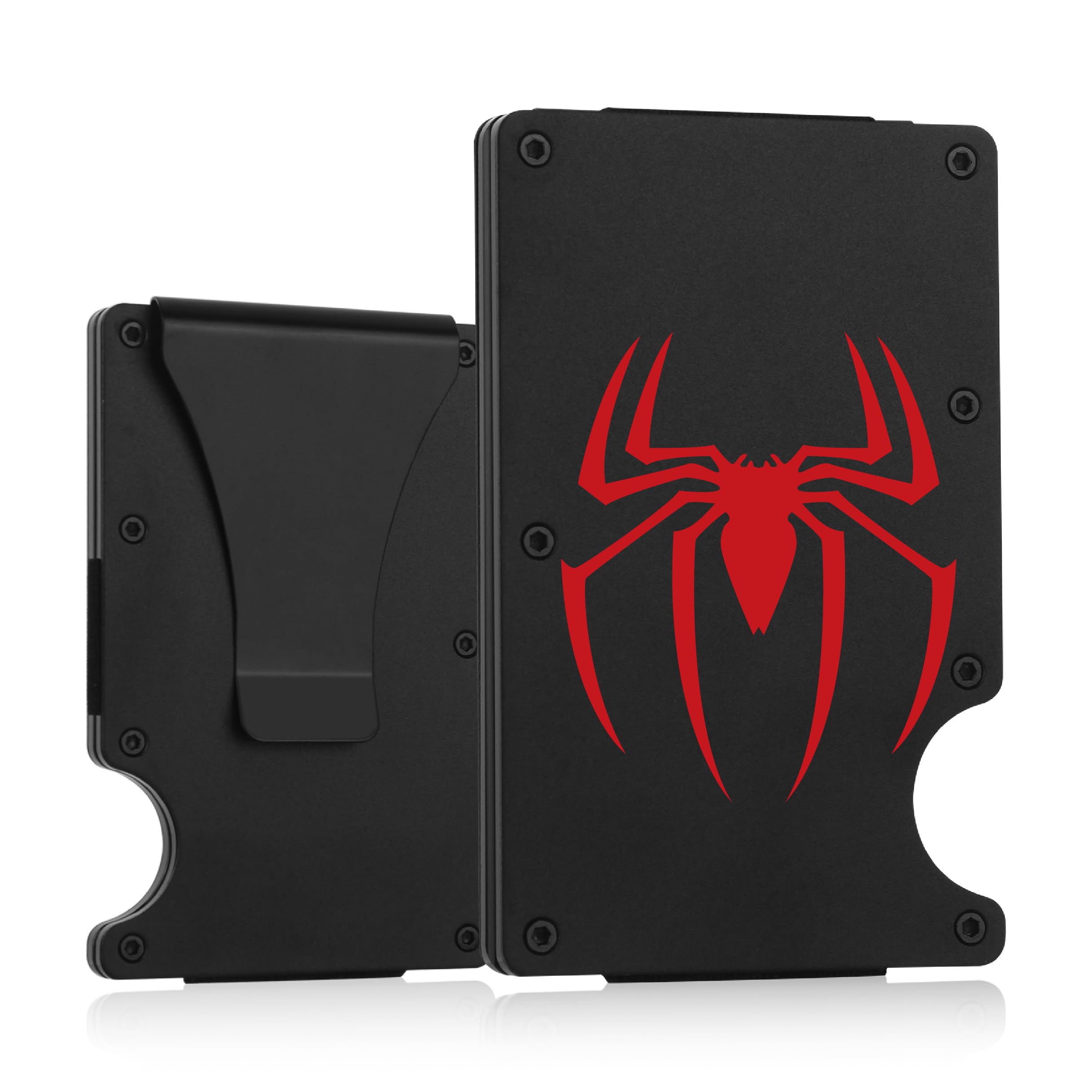 TZYTHT Spider Wallet for Men, Minimalist Personalized Engraved Metal Wallet, Slim Wallet, Superhero Gifts For Teen Boy Birthday