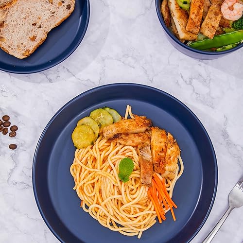 Miniatura 4 de BOBOYM Juego de vajilla de 16 piezas de cerámica redonda blanca de grado A para 4 platos de cocina y cuencos con tazas juego de vajilla blanca