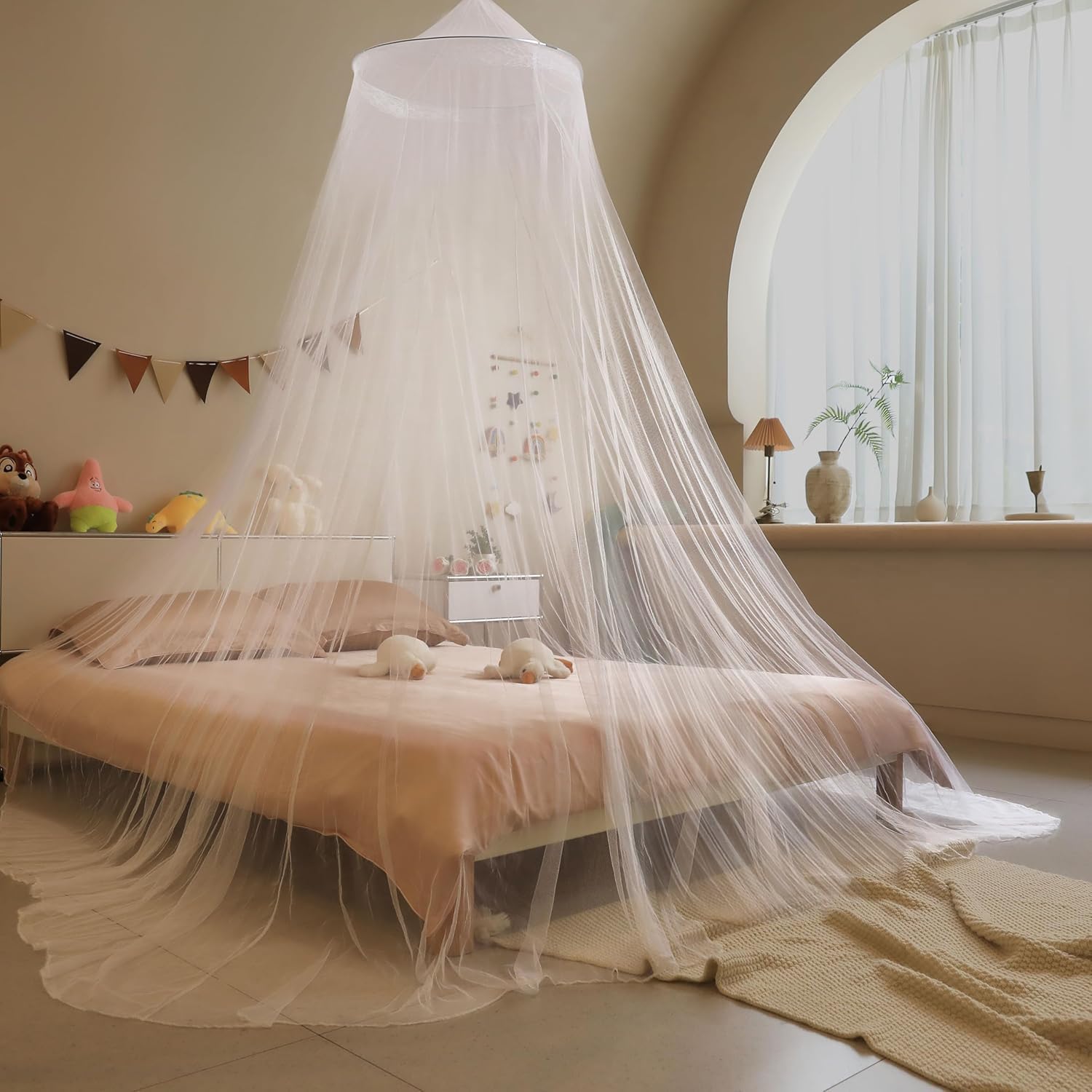Moustiquaire Universelle pour Lit Simple et Double - Tente Respirante de Maison et Voyage, Blanc