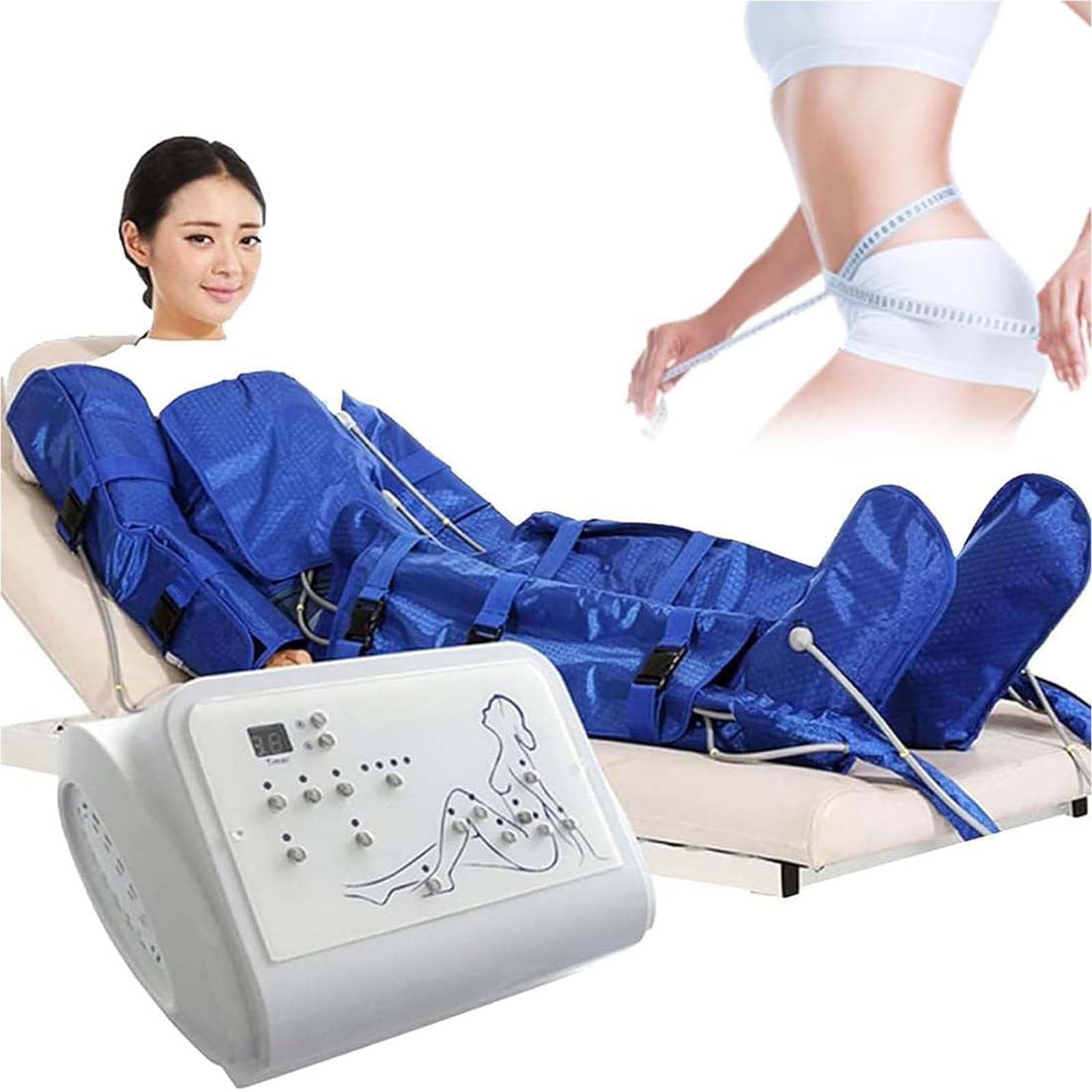 Masaje Desintoxicante Presión Aire Masajeador Compresión Aire Masajeador Circulacion Electrico Presoterapia para Casa Máquina Drenaje Linfático,Masaje Secuencials,Blue