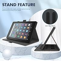 Vista 7 de Dteck - Funda para tablet Kindle Fire 7, funda protectora completa con función atril ajustable y función de encendido y apagado automático