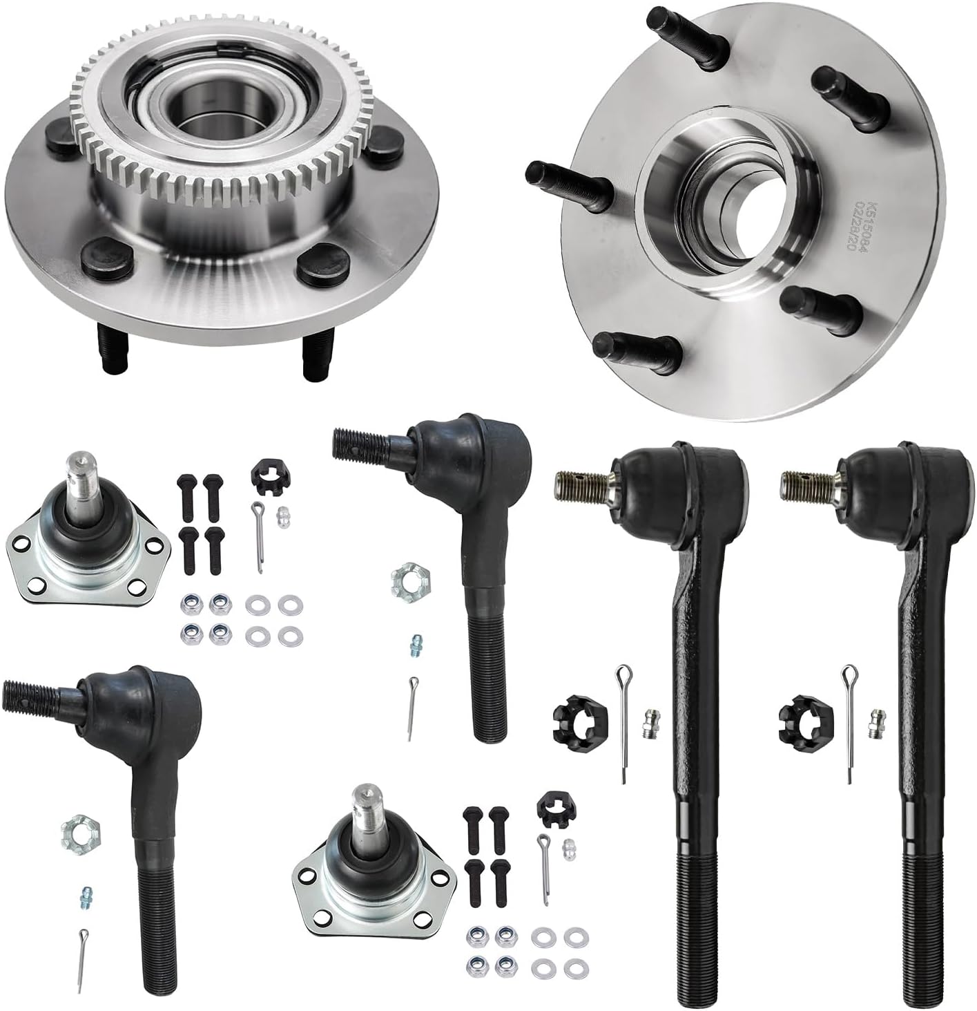 Detroit Axle - RWD Front 8pc Wheel Bearing Hubs Kit for 2000-2001 Dodge Ram 1500, 2 Wheel Bearing & Hubs 4 Tie Rod Ends 2 Lower Ball Joints Replacement