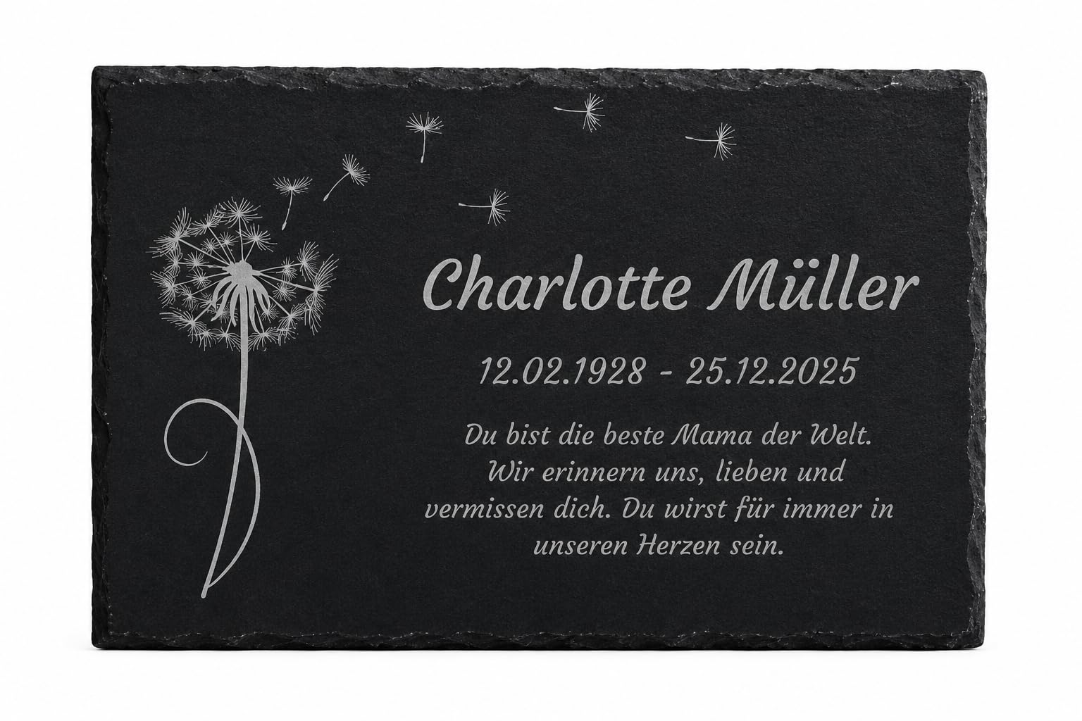 Schiefer Gedenktafel Grabplatte mit hochwertiger Gravur, Grabstein Urnengrab Grabschmuck selbst gestalten, Andenken an geliebten Mensch, Geschenk