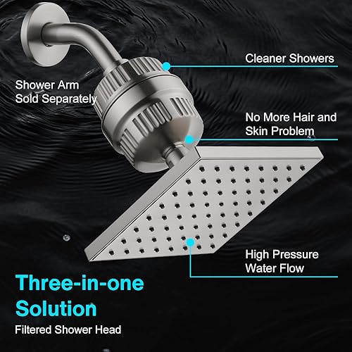 Miniatura 7 de Cobbe Cabezal de ducha filtrado de alta presión, cabezal de ducha de lluvia con filtro de cabezal de ducha de 20 etapas para agua dura, repuesto